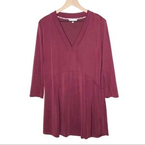 Laju Stitch Fix Jersey Knit Dress L Purple V Neck Casual Stretch A Line